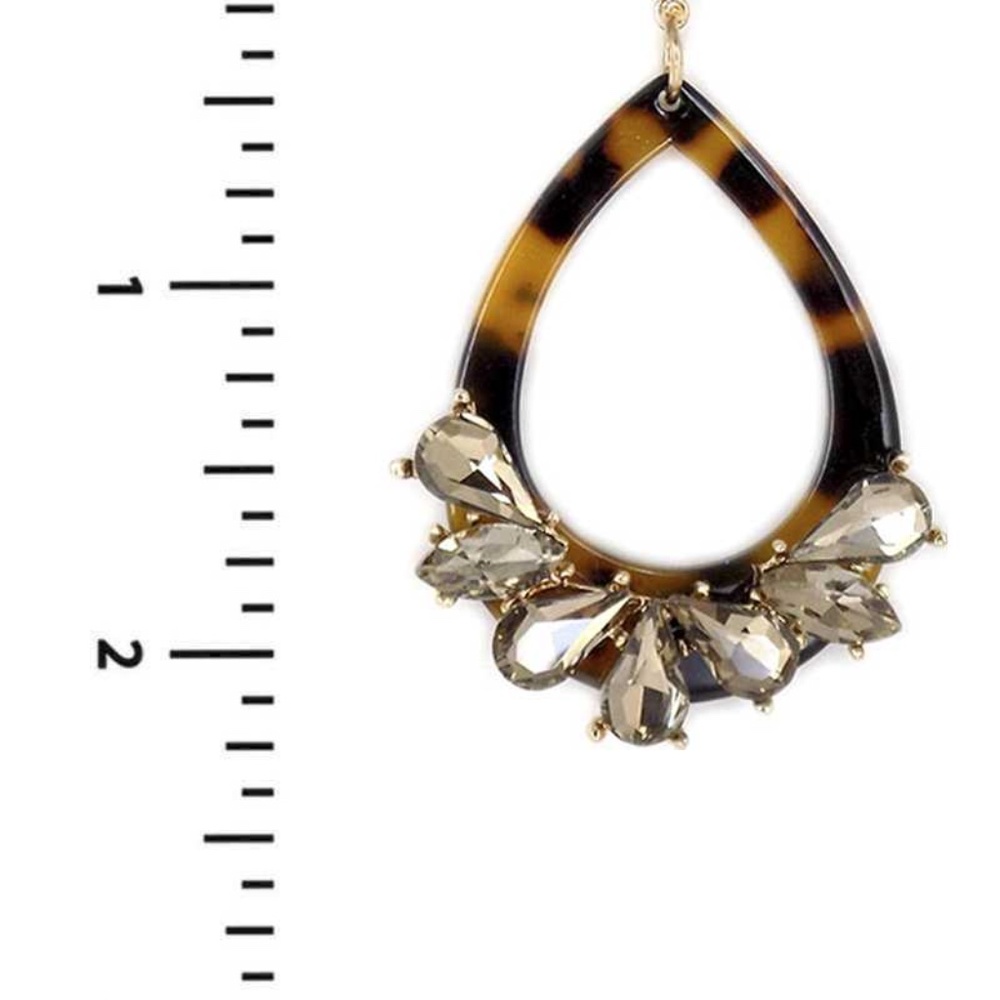 Acetate Rhinestone Teardrop Dangle Earring - Picture 5 of 5